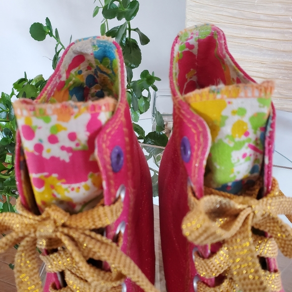 Daddy's Money Sneakers size 5 1/2 Hot Pink Secret Wedge High Top Shoes - Picture 6 of 13